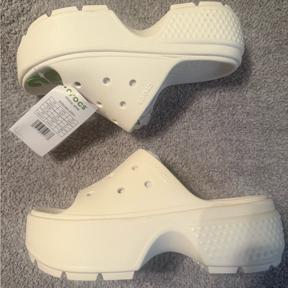 CROCS Women's Off-White Platform Clogs